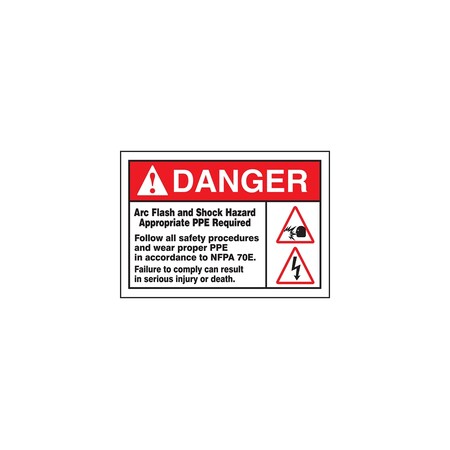 Panduit SAFETY LABEL, 5.00" X 7.00", DANGER, ARC FLASHFOLLOW,  PLVS0507D7156